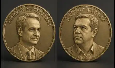Νομίσματα με την κεφαλή του Μητσοτάκη και του Τσίπρα